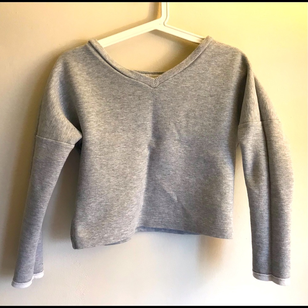 Grey Heater Sweater - Crop Top